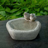 Campania Birdbath Woodland Birds Greystone 13 in. x 11-1/2 in. x 6-1/2 in.