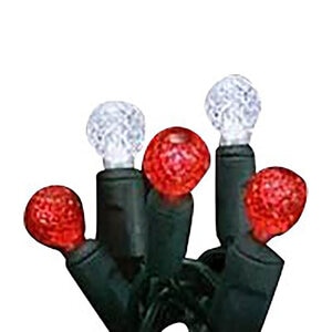 Ul70 Led Strand Light Set G12 Candy Cane Green Wire 4 in. Spacing