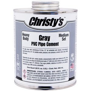 Christy's Gray PVC Cement Low VOC Heavy Body