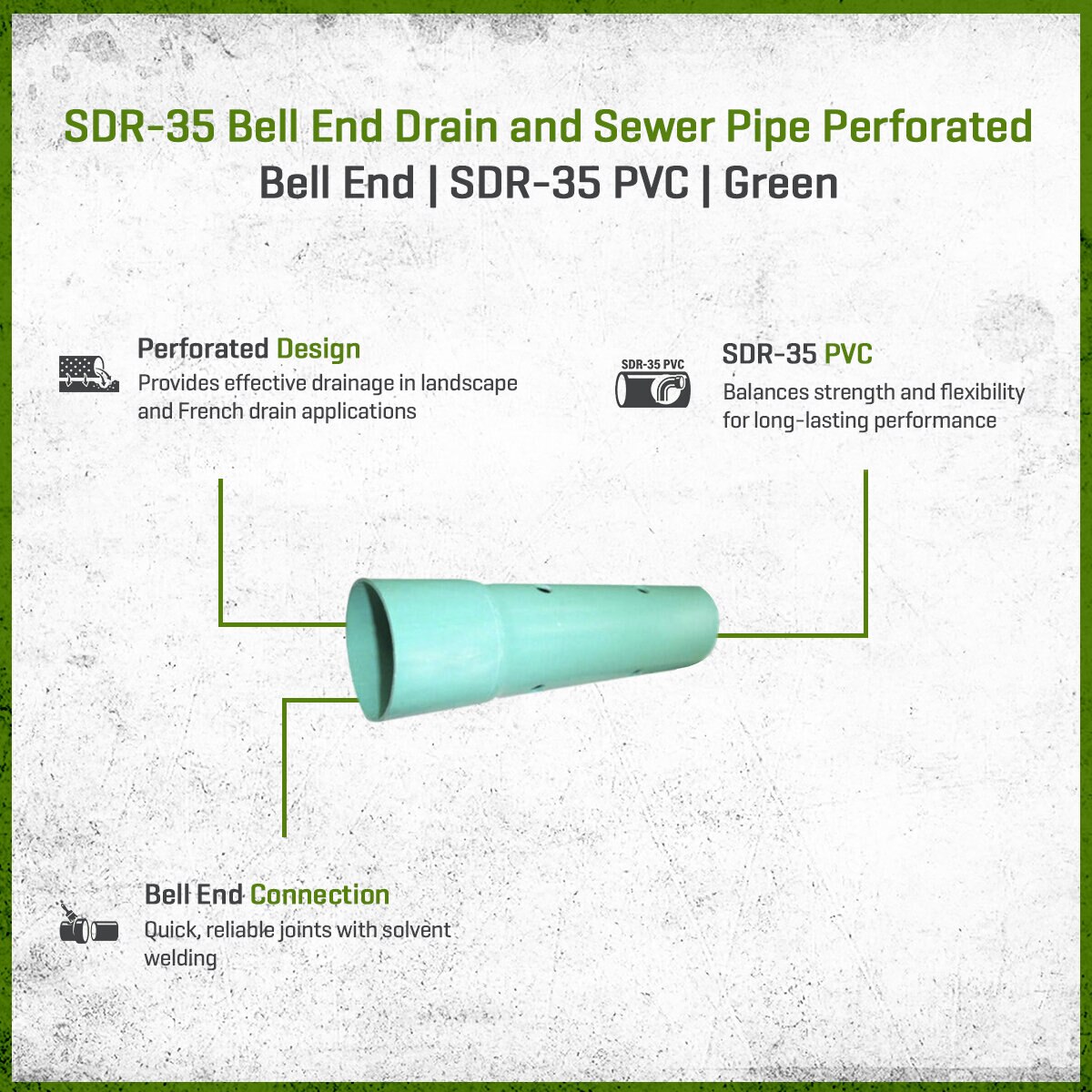 PVC Perforated Drain & Sewer Pipe: Cresline 4 in. x 10 | SiteOne