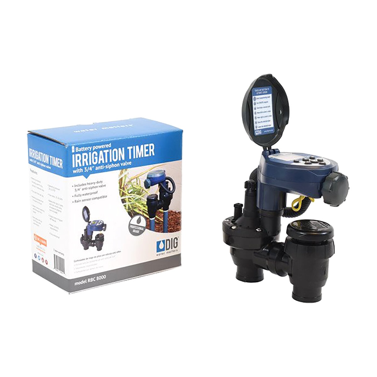 Dig Single Station Battery Operated Timer with 3/4 in. Anti-Siphon ...