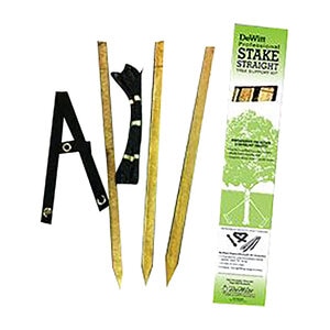 DeWitt Professional Tree Stake Kit 32 in Wood Stakes, Strap, Rope