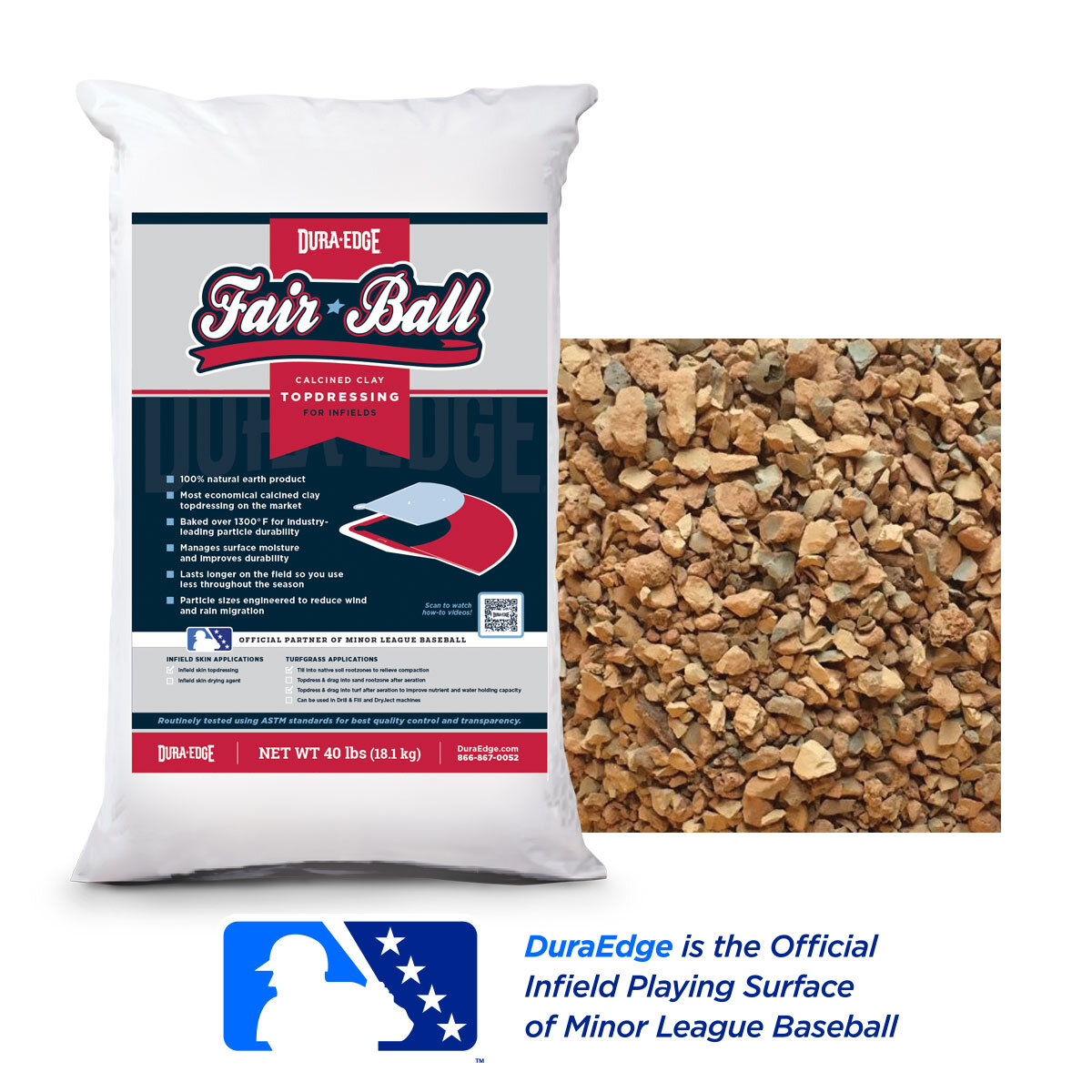 DuraEdge Fairball Infield Conditioner (Calcined Clay) 40 lb. Bag ...