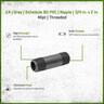 EA Gray Sch 80 PVC Nipple 3/4 in. x 2 in. MIPT Threaded Both Ends