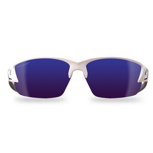 Edge Eyewear Khor G2 Safety Glasses White Frame Polarized Aqua Precision Blue Mirror Lens