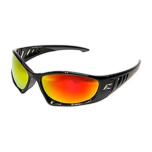 Edge Eyewear Baretti Safety Glasses Black Frame Aqua Precision Red Mirror Lens