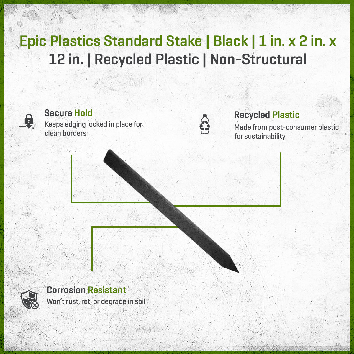 Epic Plastics Standard Stake Black 1 in. x 2 in. x 12 in | SiteOne US
