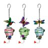 Glass Hummingbird Feeder w/Flying Icons 4.3 in. x 5.1 in. x 10.6 in.