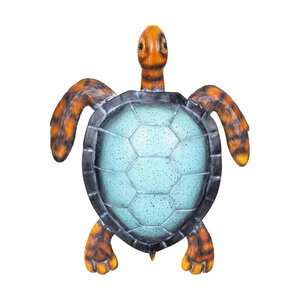 Blue Coastal Garden Statue Vivid Sea Turtle Metal 4 in.