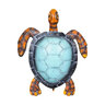 Blue Coastal Garden Statue Vivid Sea Turtle Metal 4 in.