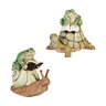 Pollinator Garden Statue Reading Frog Sitting On Snail and Turtle Resin 7 in.