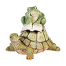 Pollinator Garden Statue Reading Frog Sitting On Snail and Turtle Resin 7 in.