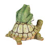 Pollinator Garden Statue Reading Frog Sitting On Snail and Turtle Resin 7 in.