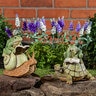 Pollinator Garden Statue Reading Frog Sitting On Snail and Turtle Resin 7 in.