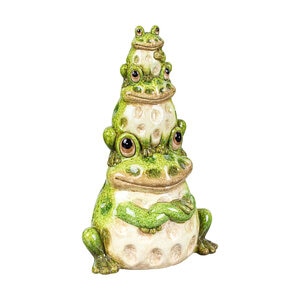 Pollinator Garden Statue Stacked Frog Ceramic 10-1/2 in.