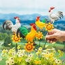 Petal and Plow Rooster Plant Pick Metal