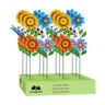 Pollinator Garden Garden Stake, Blue Flower with Bee / Yellow Flower with Hummingbird