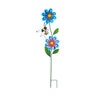 Pollinator Garden Garden Stake, Blue Flower with Bee / Yellow Flower with Hummingbird