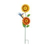 Pollinator Garden Garden Stake, Blue Flower with Bee / Yellow Flower with Hummingbird