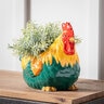 Petal & Plow Planter Colorful Rooster Ceramic 8.3 in.