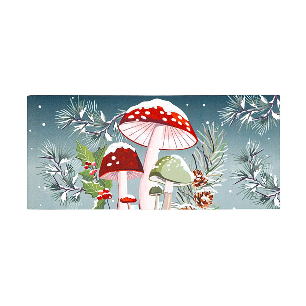 Evergreen Sassafras Switch Door Mat Woodland Winter Mushroom 22 in. x ...