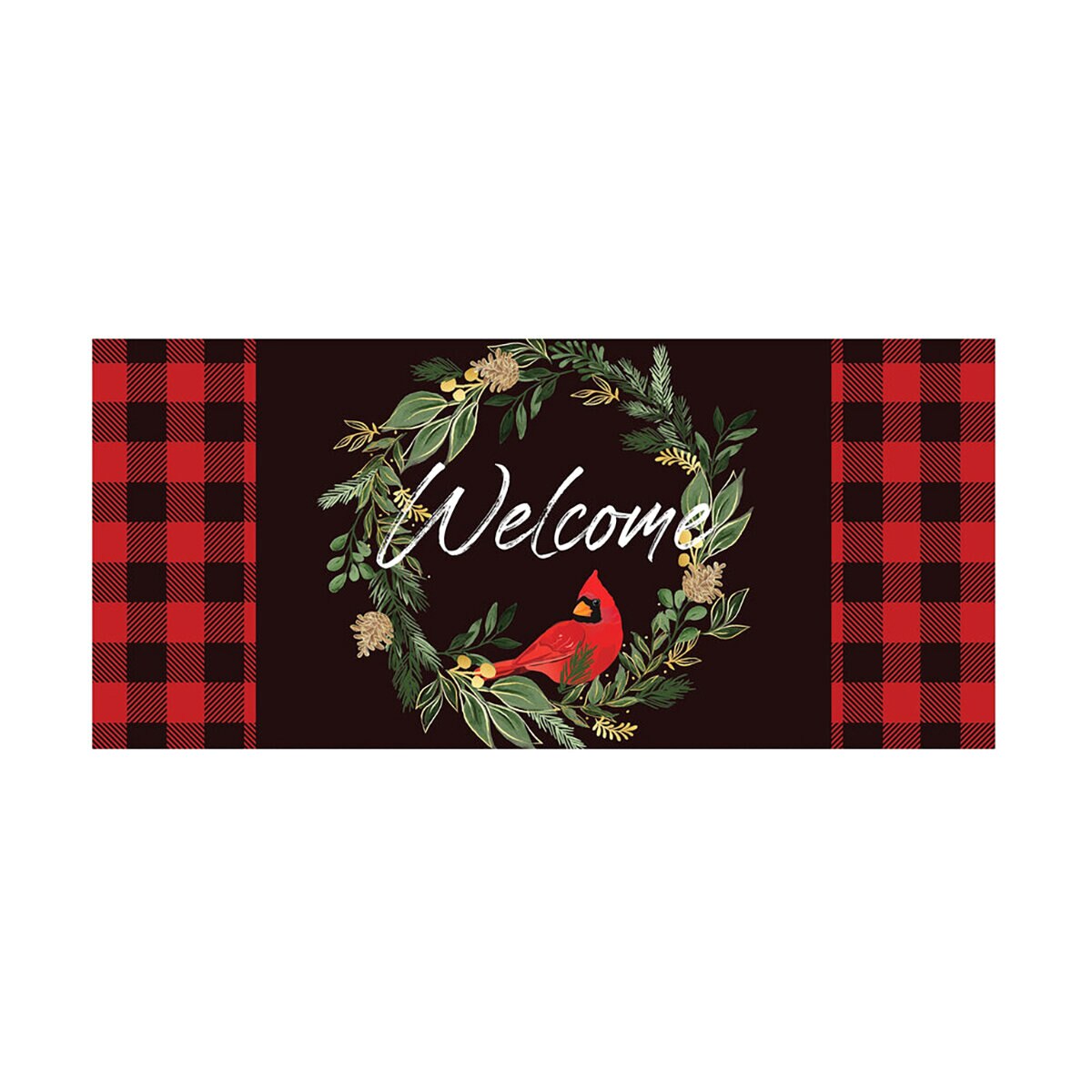 Evergreen Sassafras Switch Door Mat Welcoming Cardinal Wreath 22 in. x ...