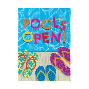 Evergreen Garden Flag Suede Pools Open Flip Flops 12-1/2 in. x 18 in.