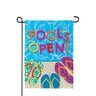 Evergreen Garden Flag Suede Pools Open Flip Flops 12-1/2 in. x 18 in.