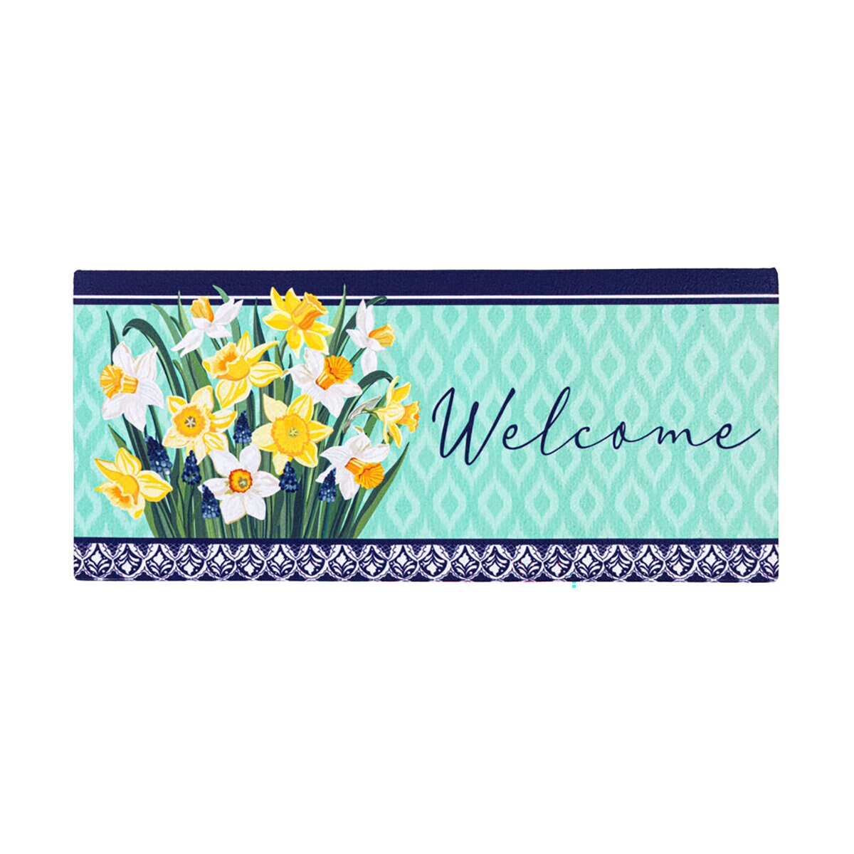 Evergreen Sassafras Switch Door Mat Delft Daffodil 22 in. x 10 in ...