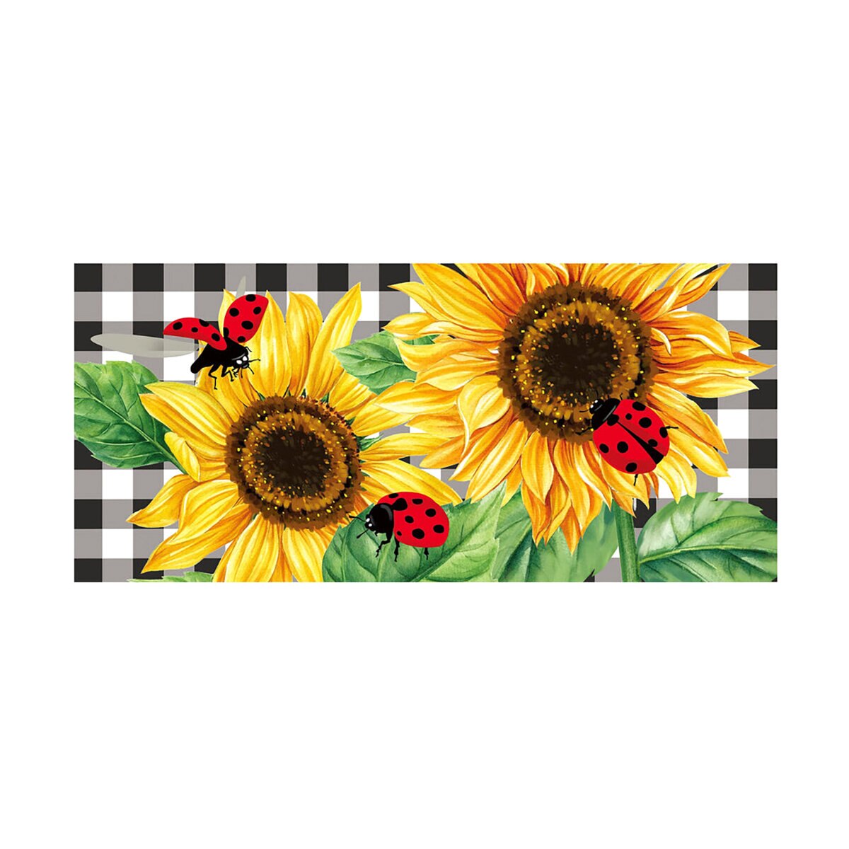 Evergreen Sassafras Switch Door Mat Sunflower Ladybugs 22 in. x 10 in ...
