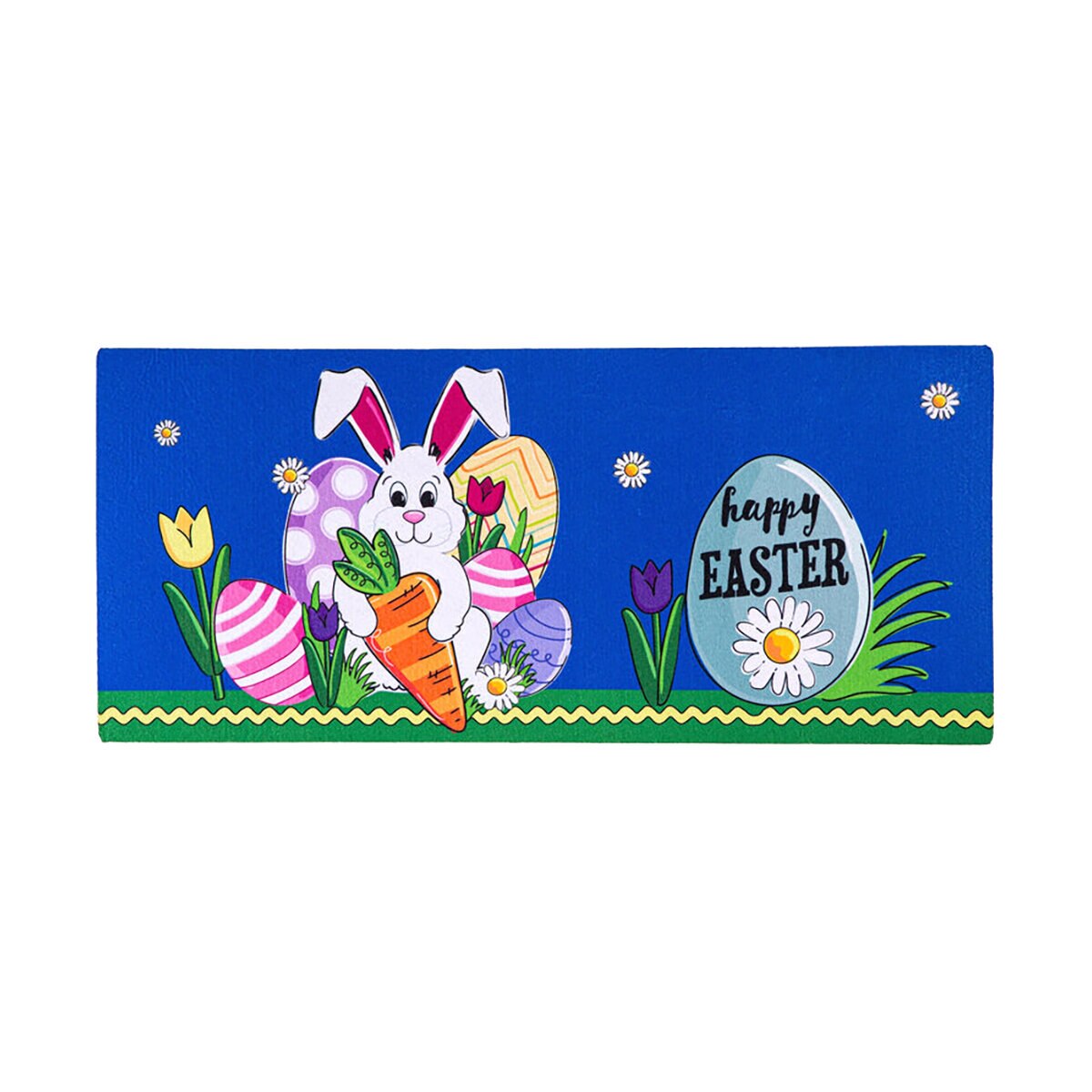 Evergreen Sassafras Switch Door Mat Happy Easter Bunny & Carrot 22 in ...