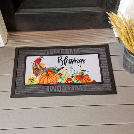 Evergreen Sassafras Switch Door Mat Grateful Cornucopia 22 in. x 10 in ...