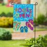 Evergreen Garden Flag Suede Pools Open Flip Flops 12-1/2 in. x 18 in.