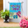 Evergreen Garden Flag Suede Pools Open Flip Flops 12-1/2 in. x 18 in.