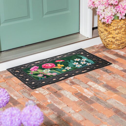 Evergreen Sassafras Switch Door Mat Ranunculus Romance 22 in. x 10 in ...