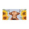 Evergreen Sassafras Switch Door Mat Harvest Blossom Highland Cow and Sunflowers Flocked 22 in. x 10 in.