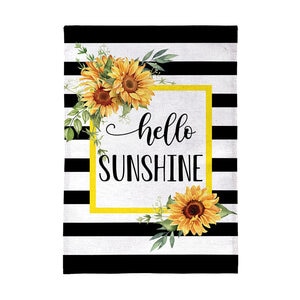 Evergreen Garden Flag Burlap Hello Sunshine Plaid 12-1/2 in. x 18 in.