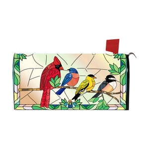 Evergreen Mailbox Cover Stained Glass Songbirds 18 in. x 21 in.