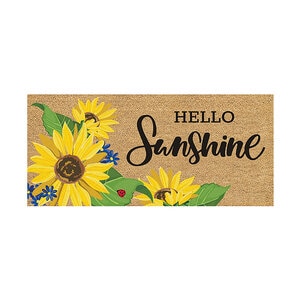 Evergreen Sassafras Switch Door Mat Hello Sunshine Sunflower 22 in. x 10 in.
