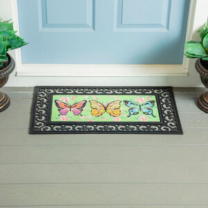 Evergreen Sassafras Switch Door Mat Tray Fleur Scroll 30 in. x 18 in.
