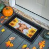 Evergreen Sassafras Switch Door Mat Harvest Blossom Highland Cow and Sunflowers Flocked 22 in. x 10 in.