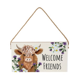 11 in.x 6 in. Highland Cow Welcome