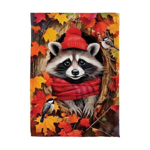Evergreen Garden Flag Cozy Racoon Suede
