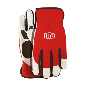 Felco Workwear Gloves Red & White w/ GenuineLleather - Large