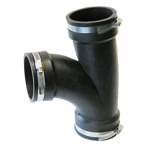 Fernco Quik Flexible Tee 3 in. Socket With Stainless Steel Clamp