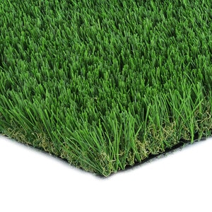 PST Synthetic Turf Malibu Classic 65 oz. Face Weight 1-3/4 in. Emerald Green/Lime Green Blades Brown/Green Thatching