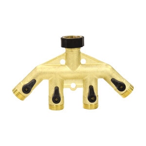 Gilmour High Flow Connector Heavy Duty Brass 4-Way 