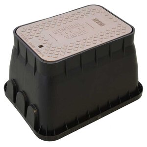 Highline Standard Valve Box Rectangle 11 in. x 16 in. x 12 in.H Black Box/Brown Lid Drop-in CV Closed Mouse Holes