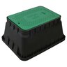 Highline Jumbo Valve Box Rectangle 14 in. x 20 in. x 12 in.H Black Box/Green Lid Drop-in CV Closed Mouse Holes