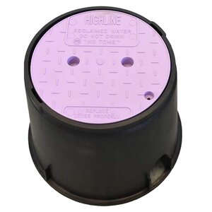 Highline Valve Box Round 10 in. Black Box/Purple Lid Drop-in RW